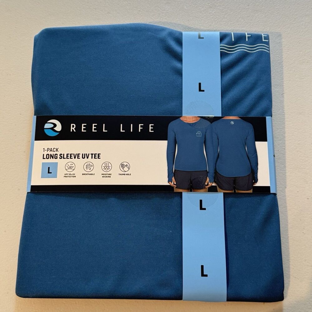 REEL LIFE WOMEN'S JAX BEACH LONG SLEEVE UV (UPF 50) Large Navy New - Picture 9 of 12